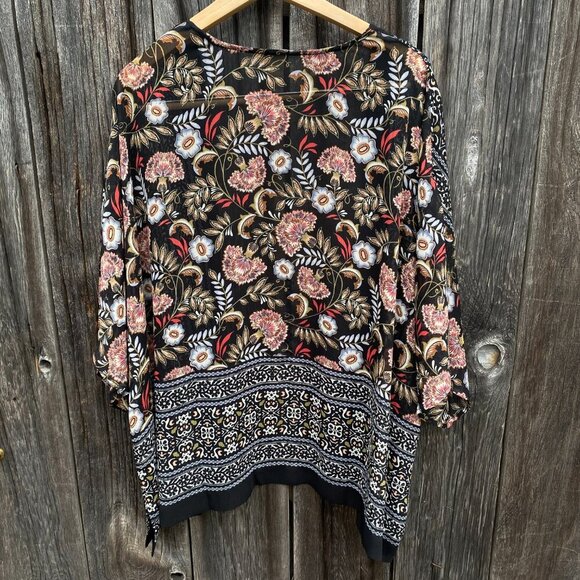 Christopher & Banks Kimono Style Floral Print Lightweight Fabric Top Size L - Picture 2 of 11